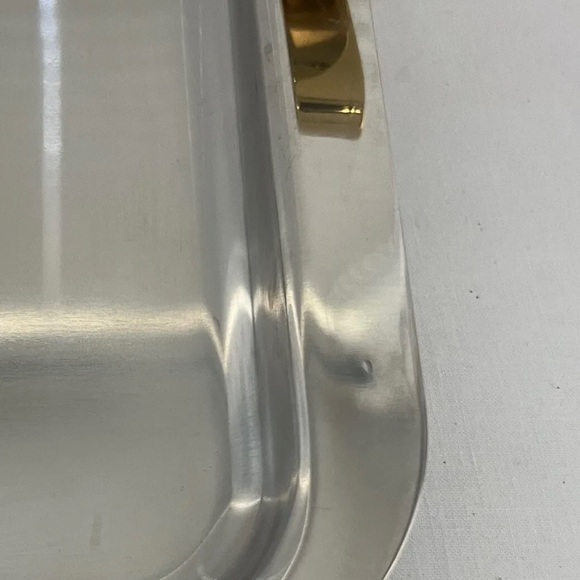 Silver Metal with Gold Handled Tray 17”W x 11-1/2” x  2”H - Picture 7 of 7